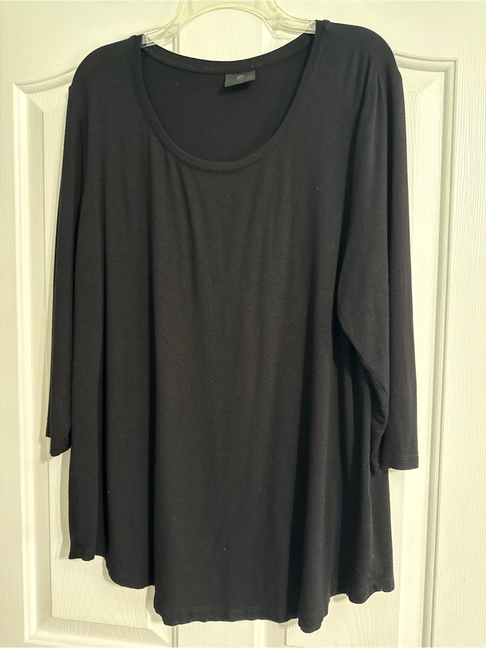 JM Collection Black Scoop Neck Long-Sleeve Tunic